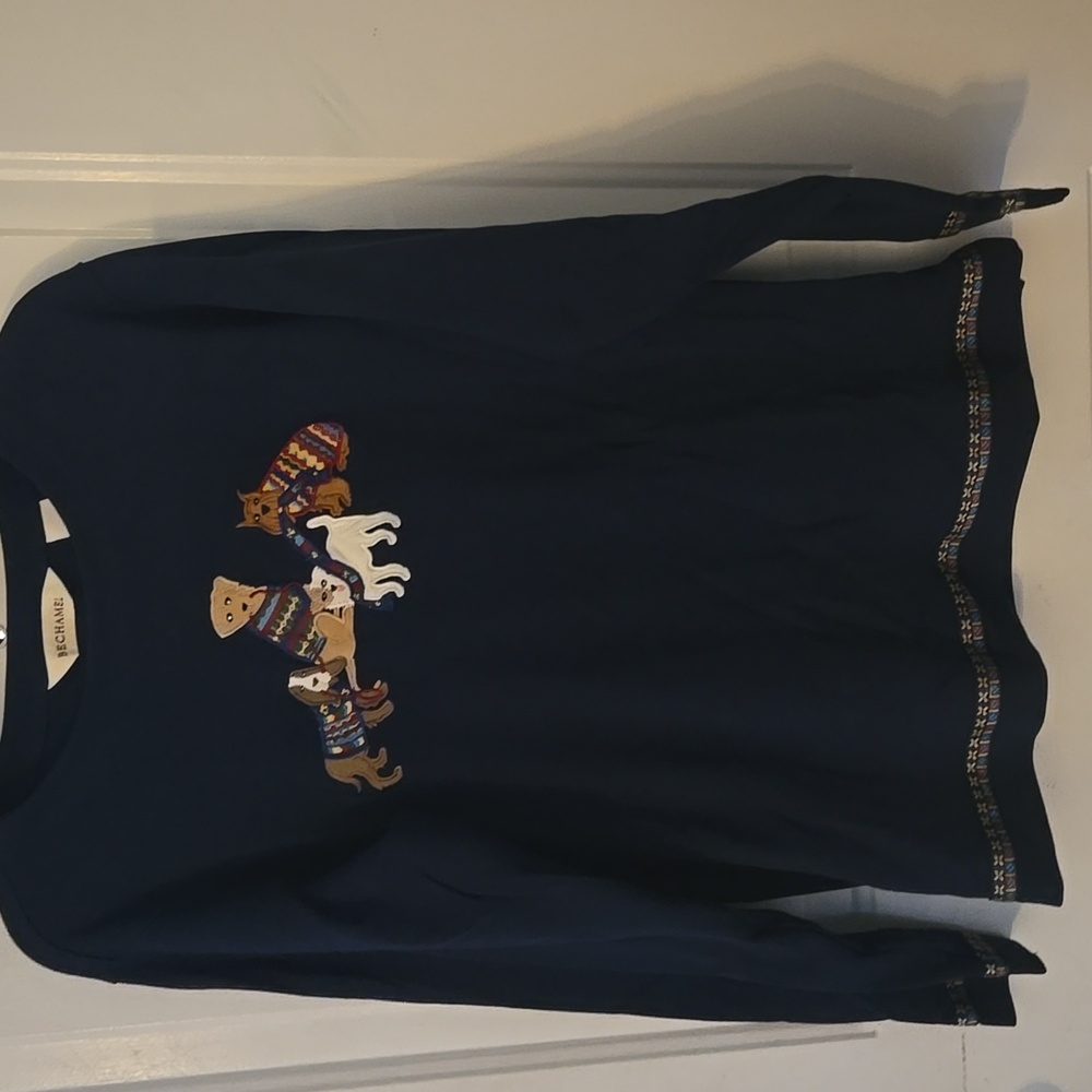 Vintage Y2K Bechamel Blue Long Sleeve with Dog Design